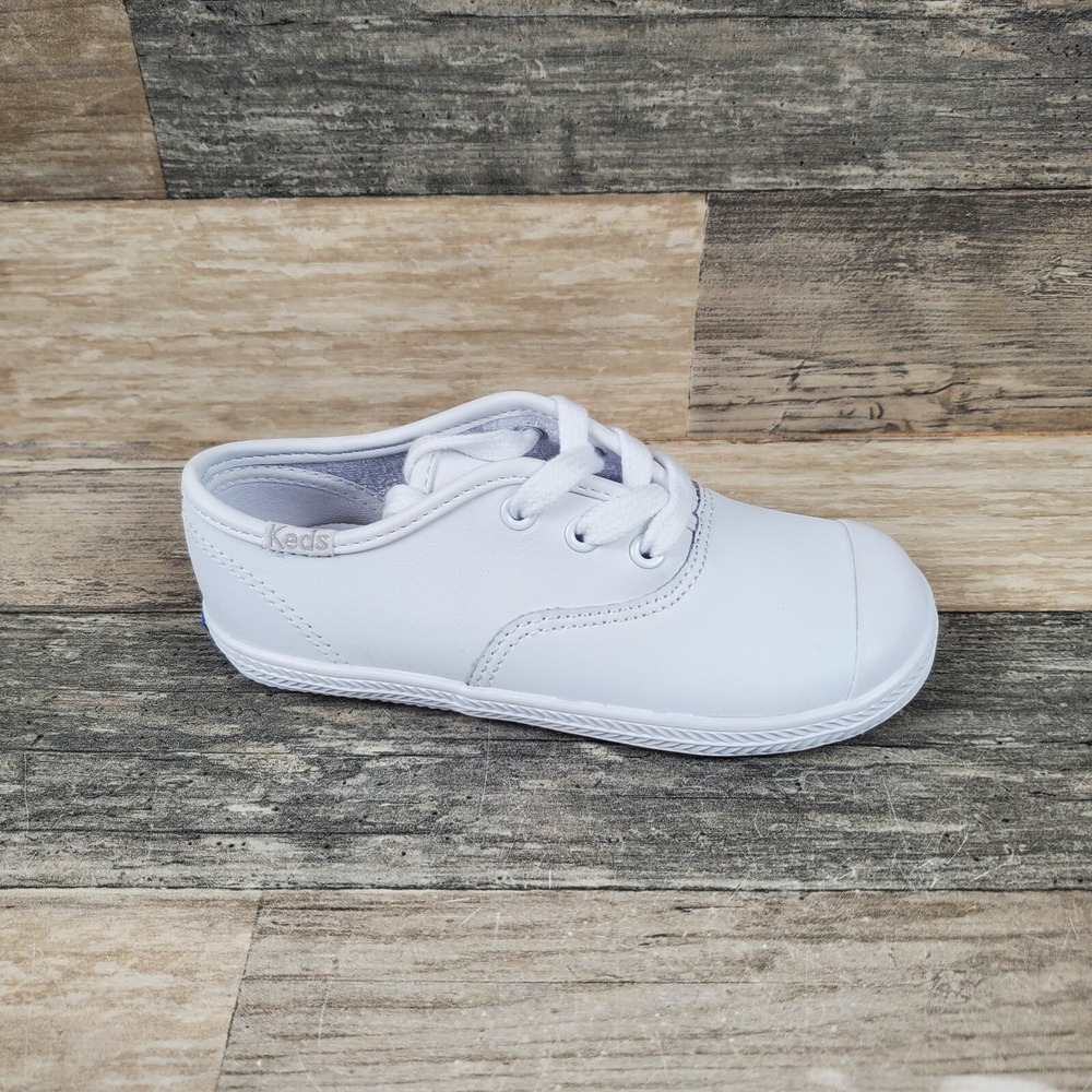 Keds Champion Toe Cap Boys Shoes Sz 9.5 M Trainer Athletic White Leather Sneaker
